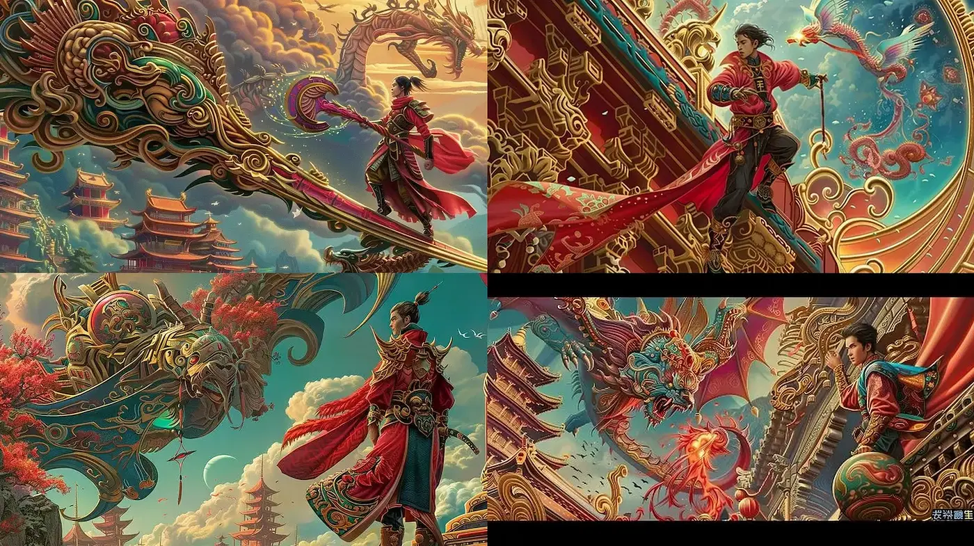 Intricate and Vibrant Fantasy with Asian Mythological Influences - Midjourney sref style