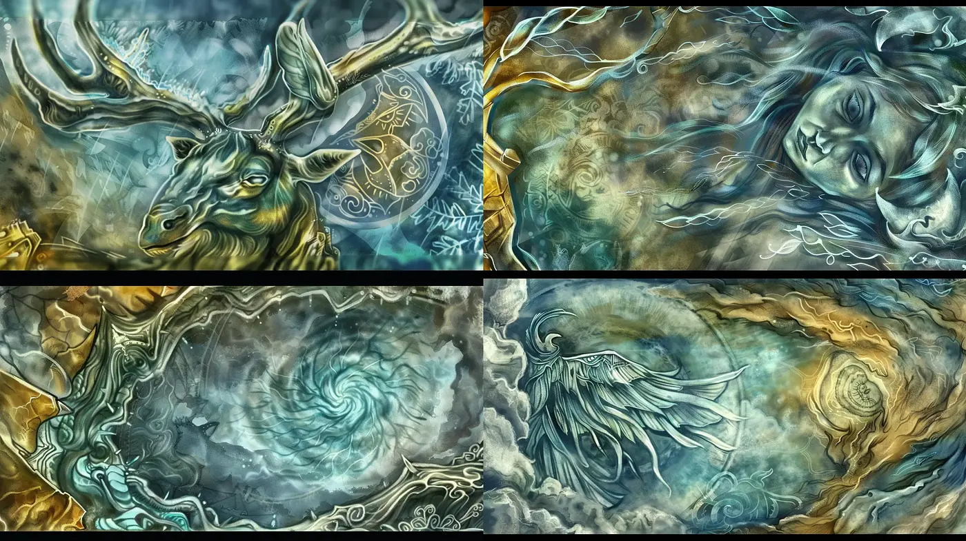 Ethereal Dreamscapes with Surrealist Overtones - Midjourney sref style