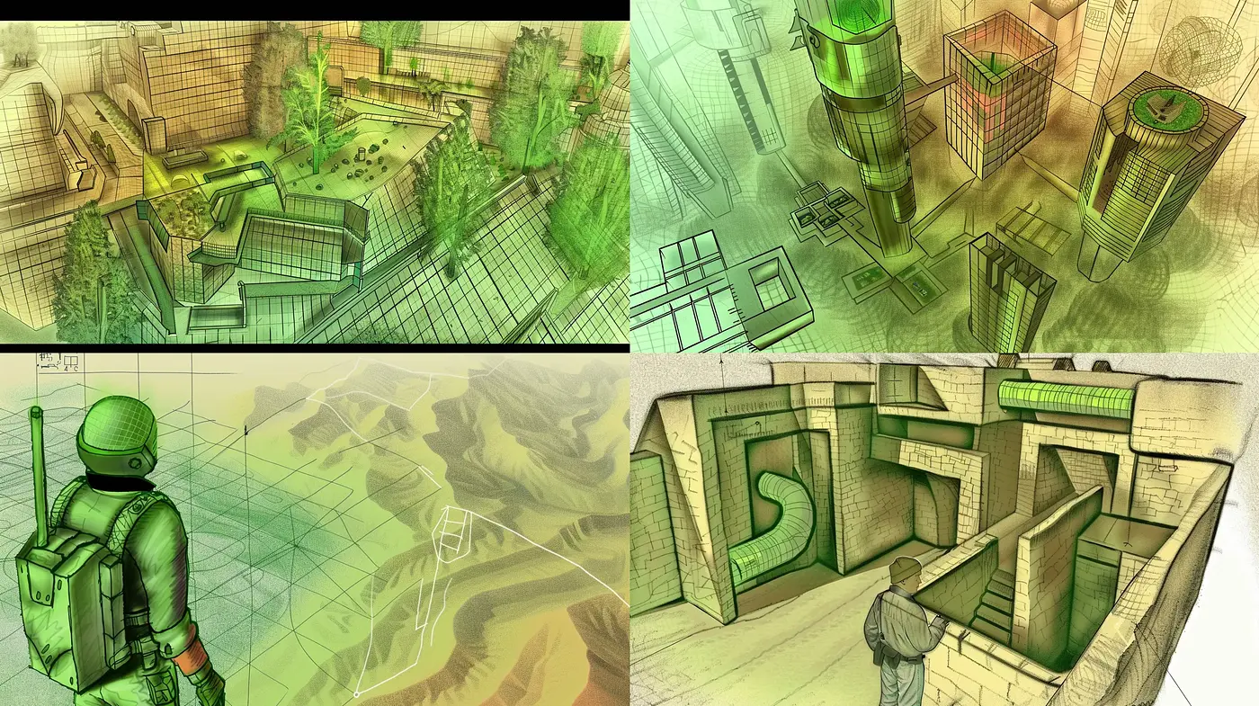 Futuristic Architectural Concepts with a Drafting Touch - Midjourney sref style