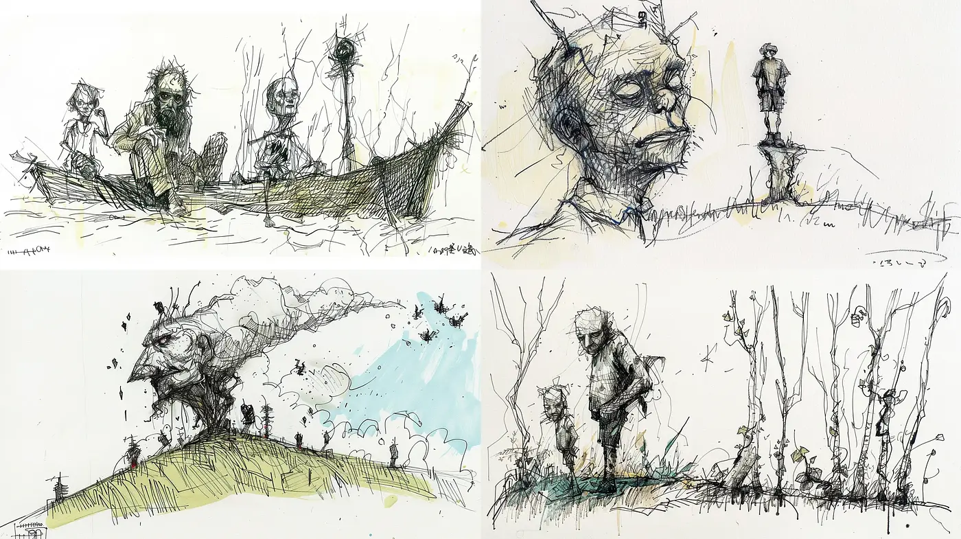 Whimsical Sketchbook Reverie Inspired by Tim Burton - Midjourney sref style