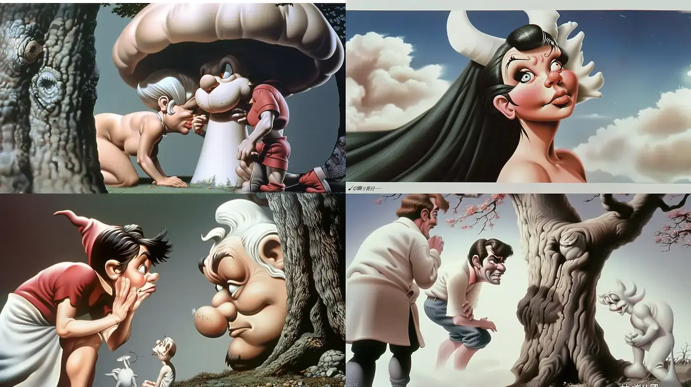 Playful and Whimsical Cartoon Style with Bold Expressions - Midjourney sref style