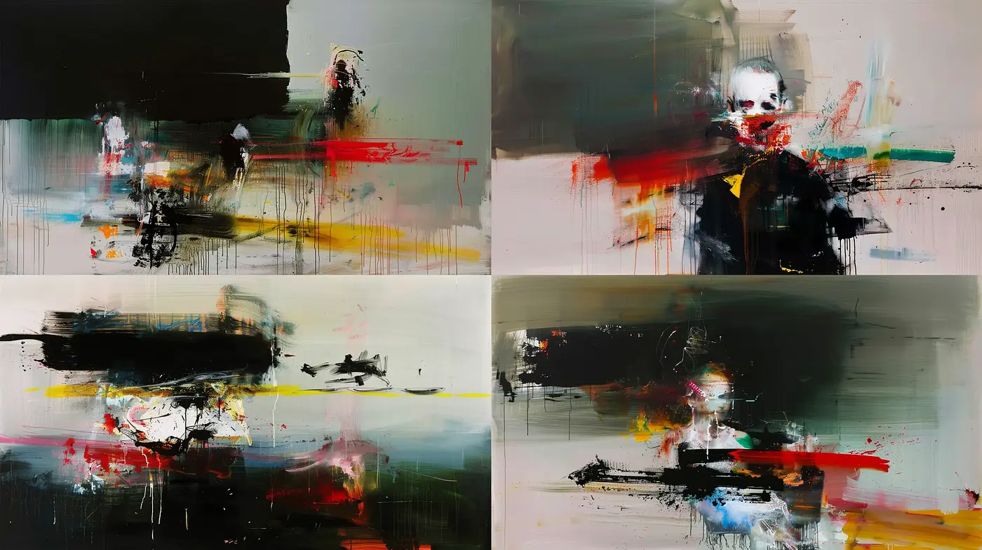 Abstract Expressionist Fusion with Digital Impressions - Midjourney sref style