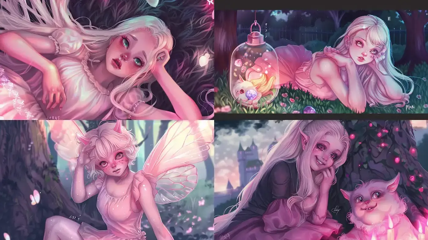 Whimsical Fantasy with Ethereal Aesthetics and Soft Lighting - Midjourney sref style