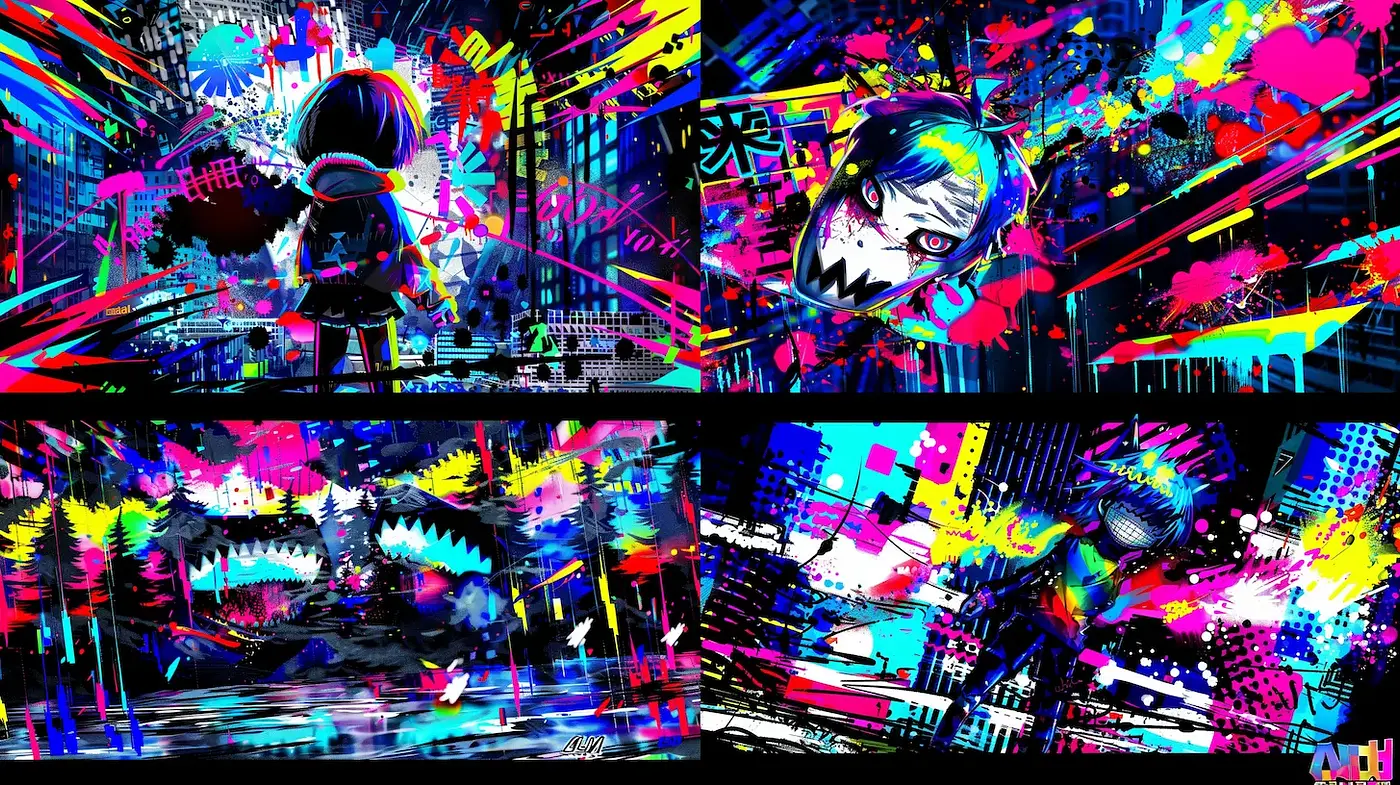 Vibrant and dynamic urban aesthetics infused with chaotic energy - Midjourney sref style