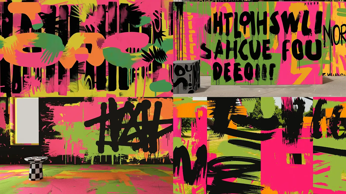 Vibrant Graffiti Fusion with Abstract Expressionist Undertones - Midjourney sref style