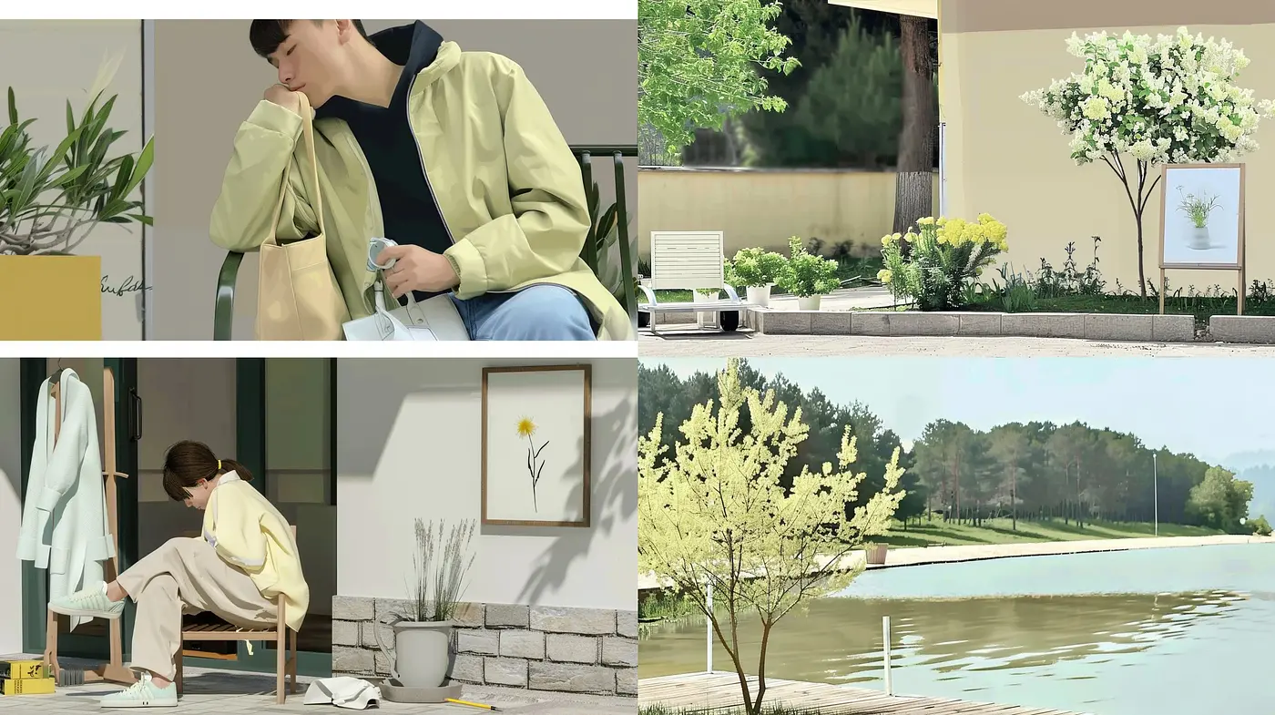 Serene Pastel Interpretation of Contemporary Life Scenes - Midjourney sref style