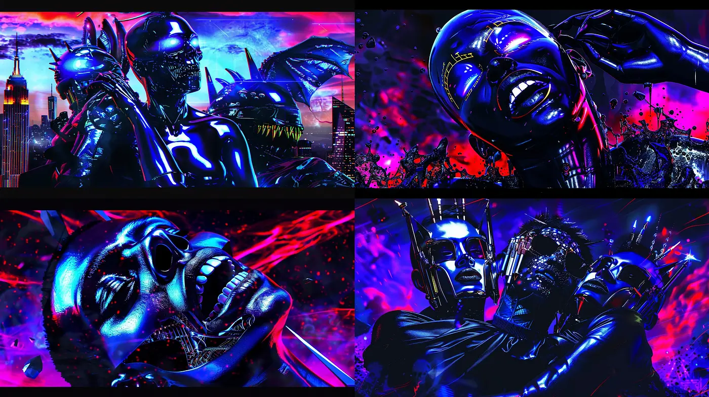 Cyberpunk Odyssey: A Fusion of Neon and Dystopia in Digital Art - Midjourney sref style