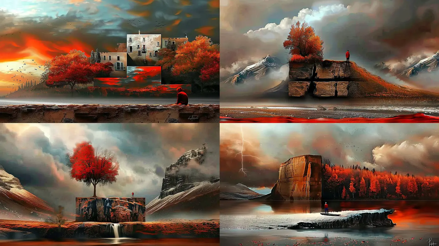 Surreal Autumnal Dreamscape with Ethereal Glow - Midjourney sref style