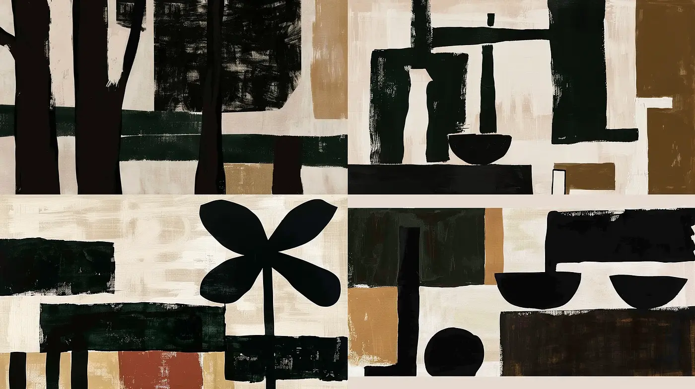 Abstract Geometric Harmony: A Study in Earthy Tones and Textural Consistency - Midjourney sref style