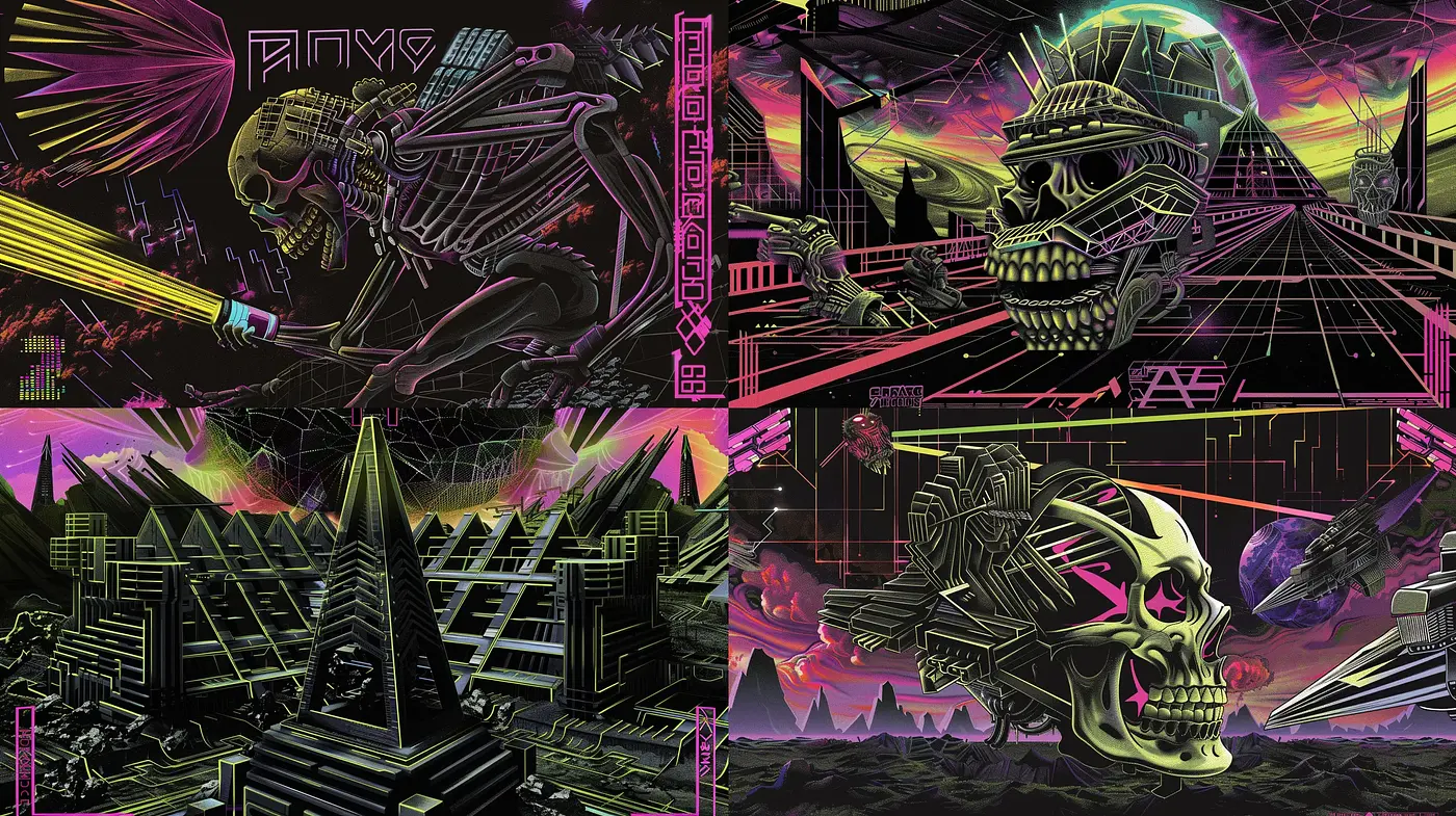 Neon Dystopia: A Cyberpunk Reverie in Fluorescent Tones - Midjourney sref style
