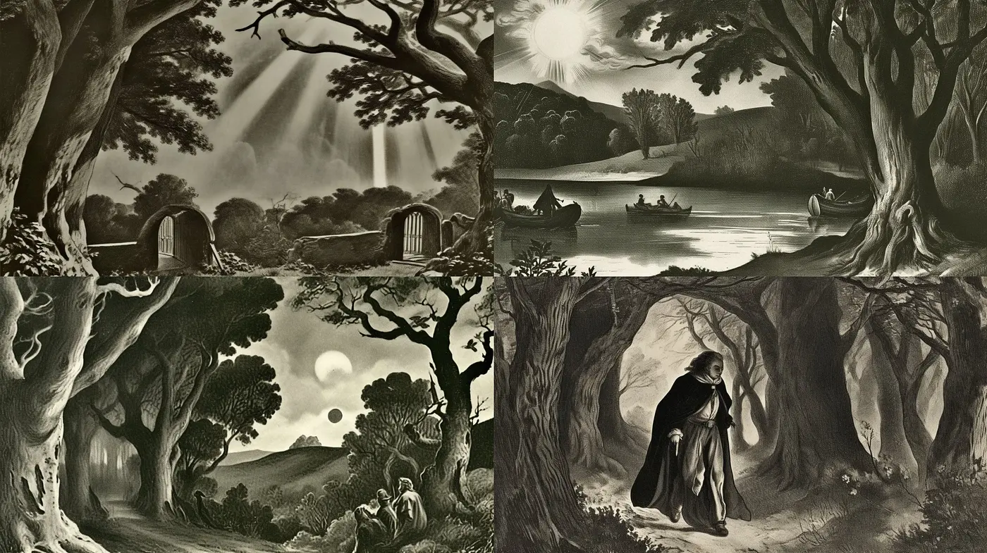 Monochromatic Enchantment: An Homage to Romanticist Visions in Monotone - Midjourney sref style