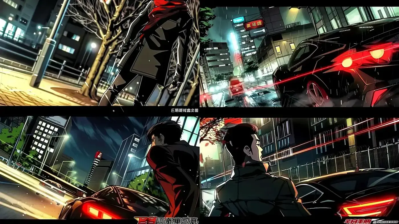 Dynamic Urban Cinematic Style Infused with Neon Vibes - Midjourney sref style