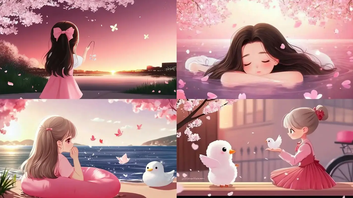 Ethereal Sakura Dusk: A Harmony of Pastel Hues in Anime-Inspired Serenity - Midjourney sref style