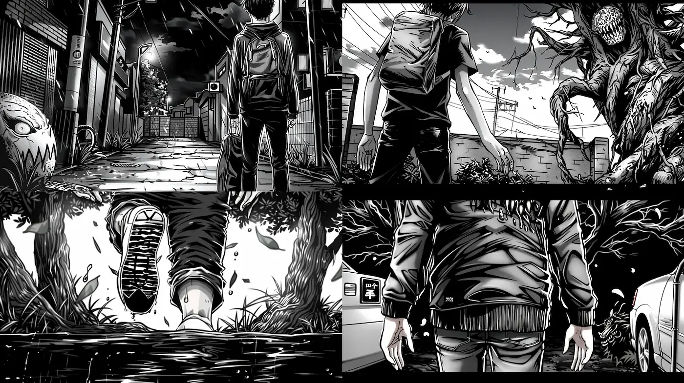 Dark and Atmospheric Urban Noir with Organic Elements - Midjourney sref style