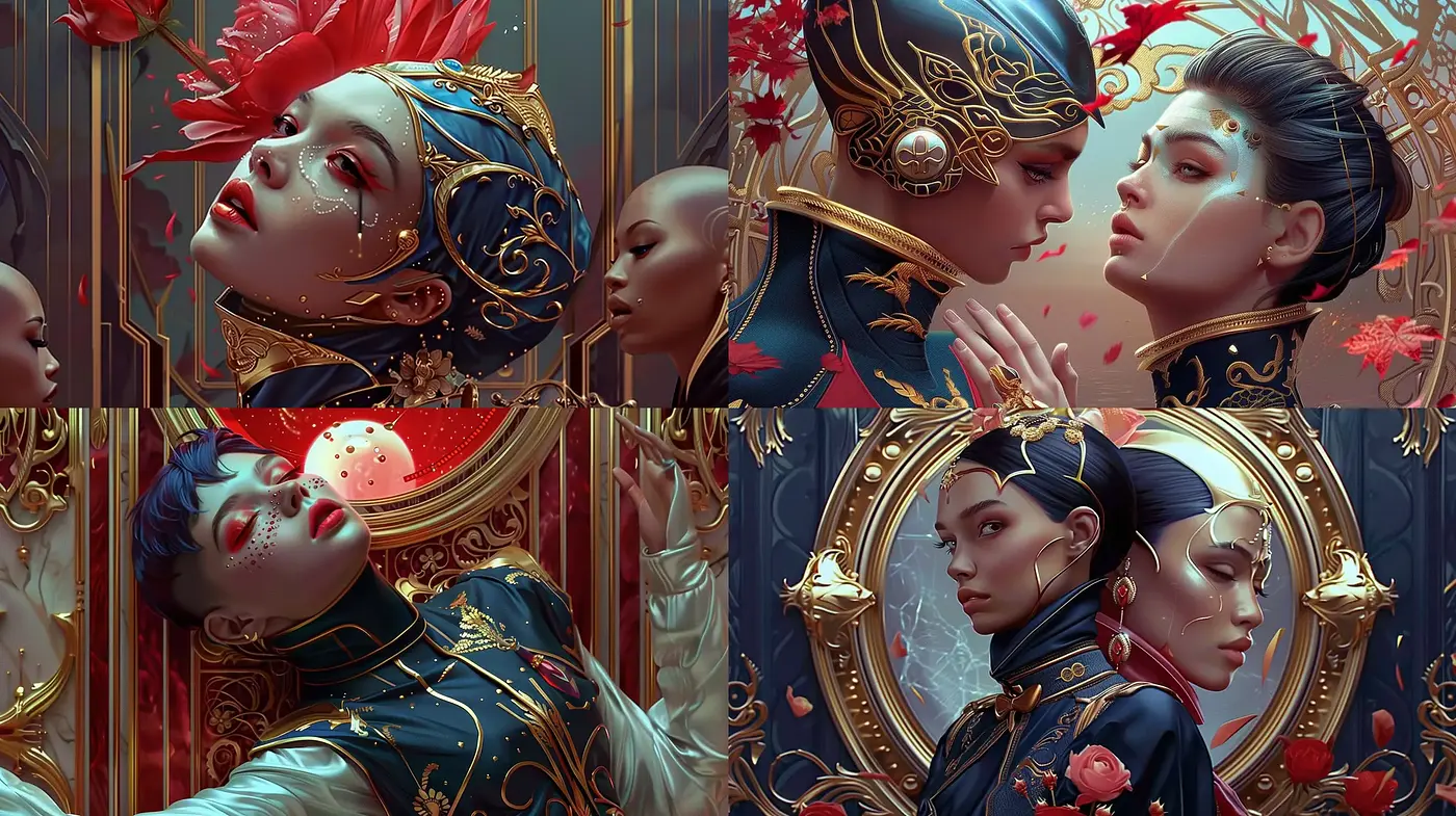 Ethereal Elegance in a Baroque-Inspired Digital Dreamscape - Midjourney sref style