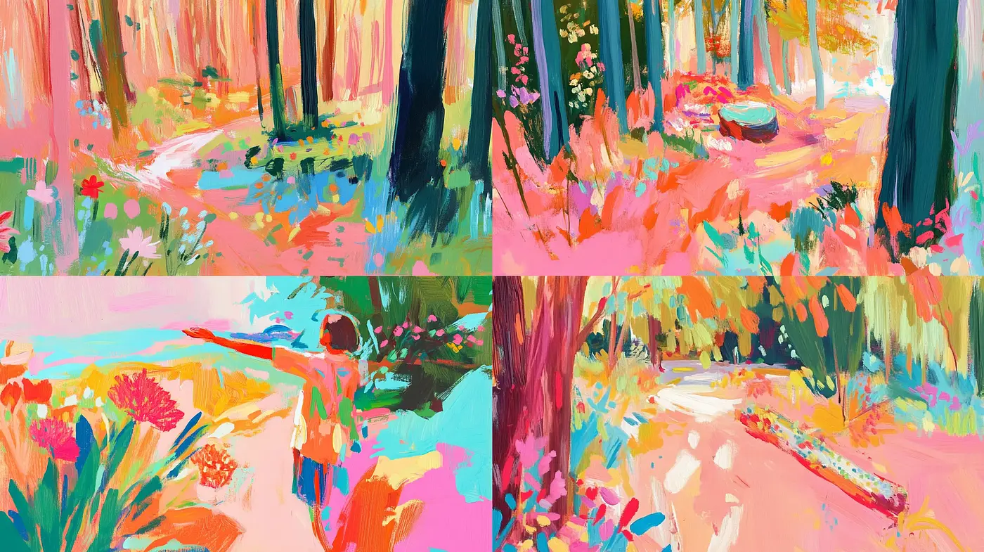 Radiant Expressionist Forests in Vivid Hues - Midjourney sref style