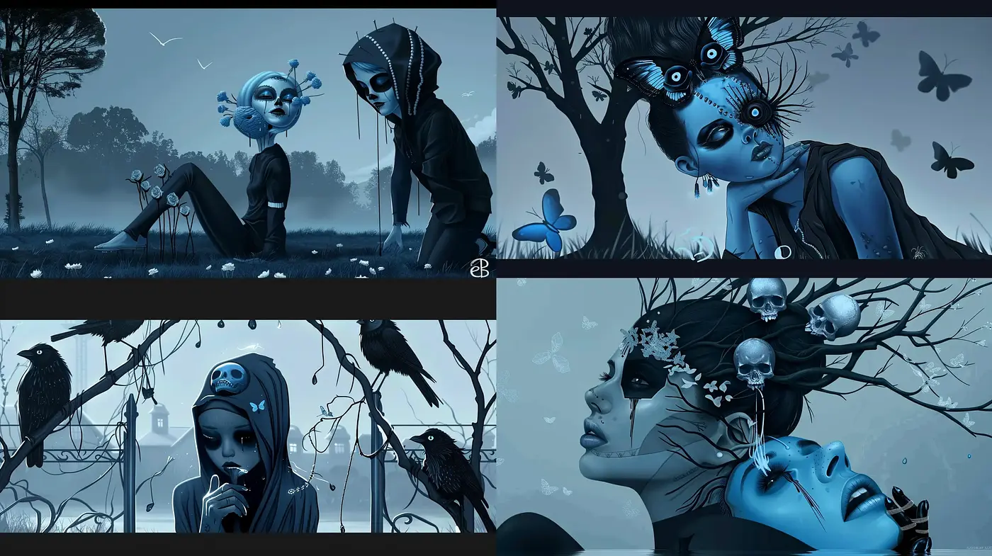 Ethereal Nocturnal Elegy: A Consistent Style in Moonlit Hues - Midjourney sref style