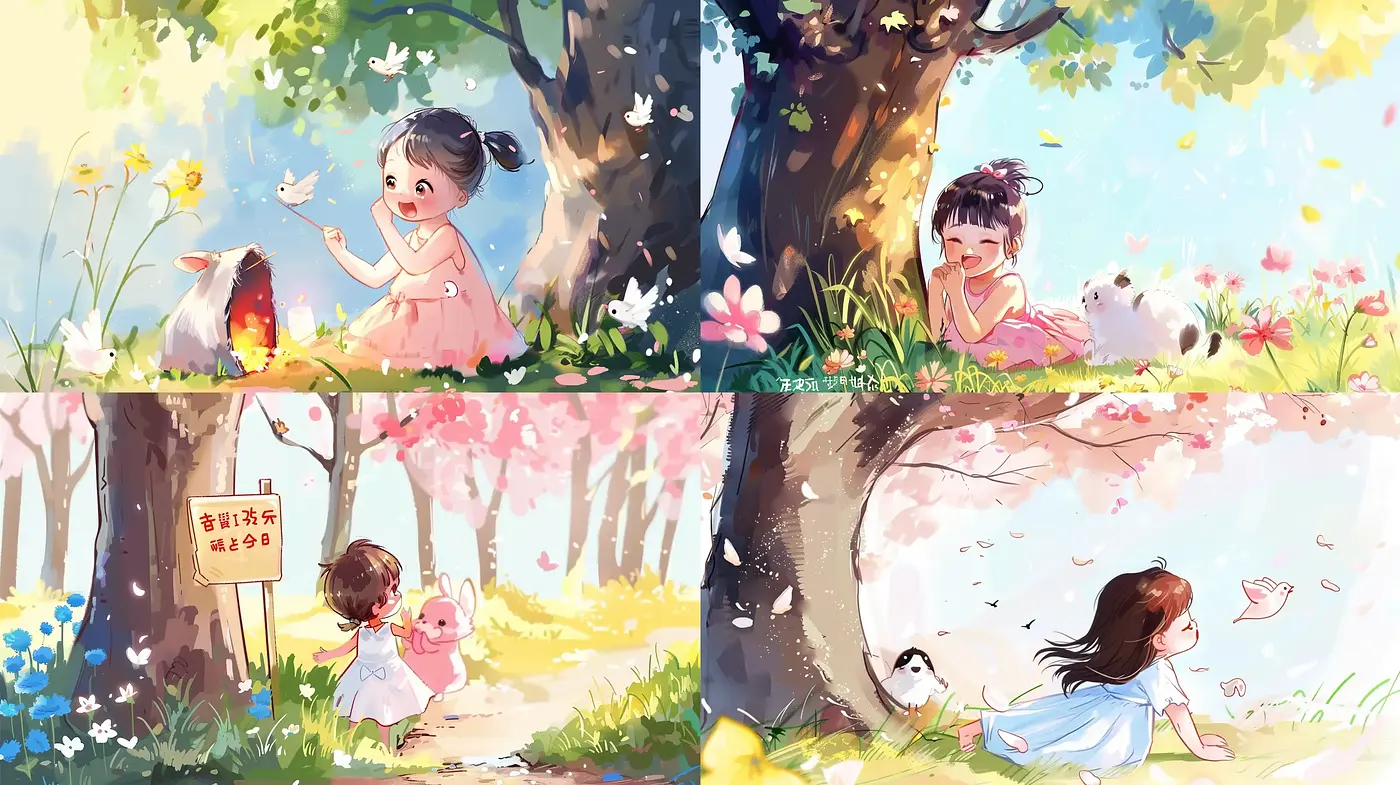 Idyllic Childhood Moments in Luminous Watercolor Expression - Midjourney sref style