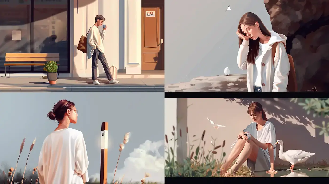 Contemporary Narrative Art with Subtle Natural Elements and a Soft Color Palette - Midjourney sref style
