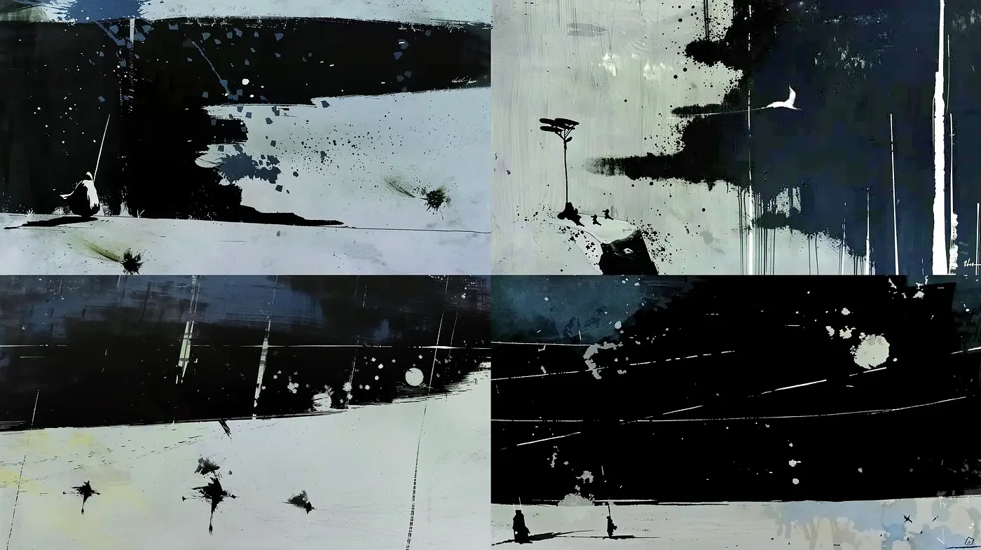 Abstract Expressionist Resonance in Monochrome - Midjourney sref style