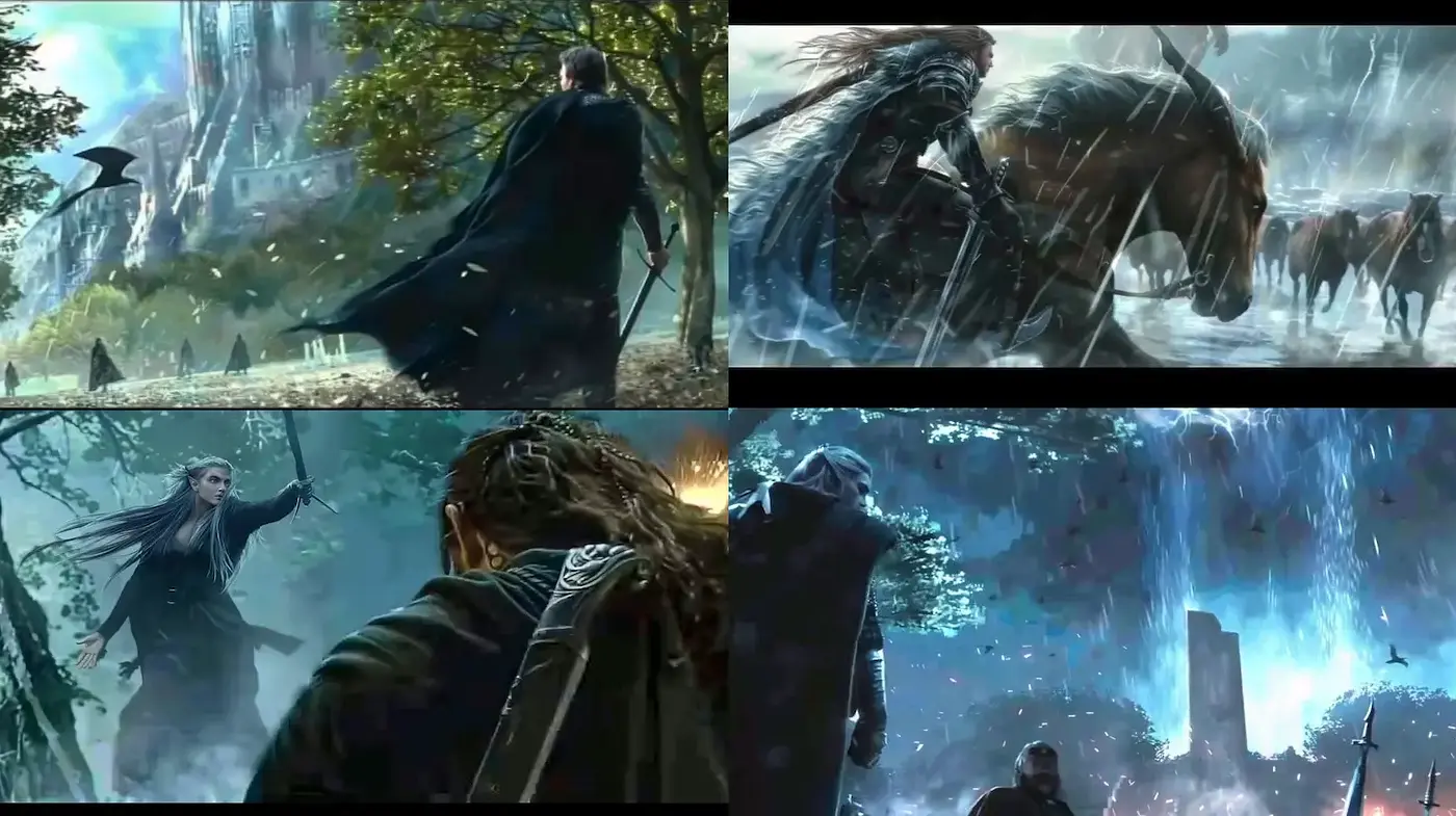 Epic Fantasy Landscapes with Dramatic Elements and Consistent Artistic Influence - Midjourney sref style