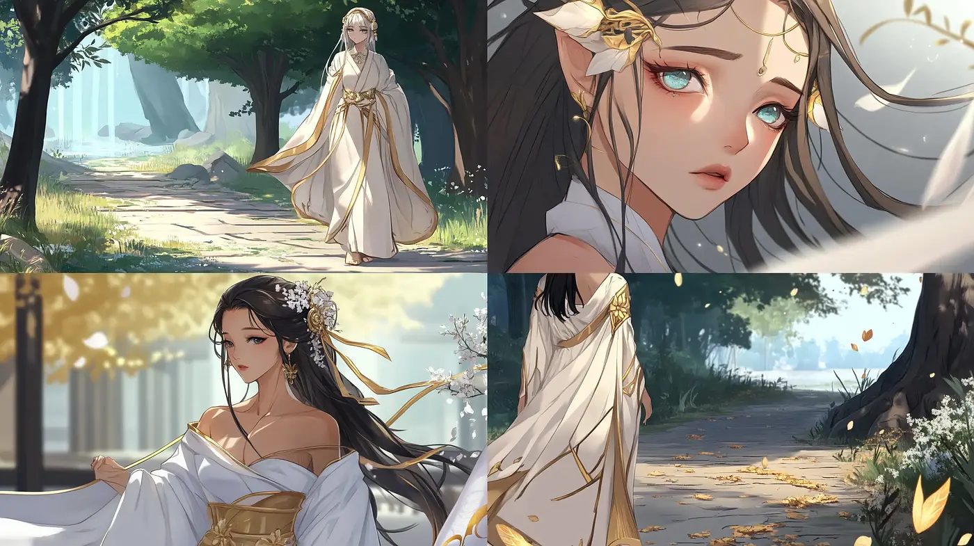 Ethereal Serenity in a Whimsical Anime-Inspired Dreamscape - Midjourney sref style