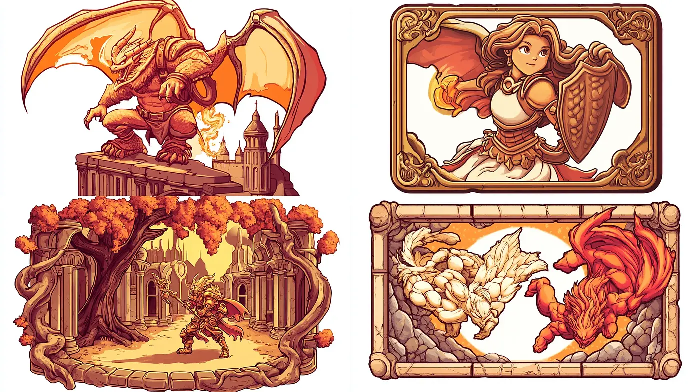 Warm Toned Fantasia: An Illustrative Tapestry of Whimsical Adventure - Midjourney sref style