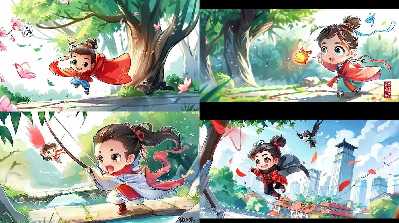 Whimsical, Colorful Children’s Adventure Inspired by Traditional Art - Midjourney sref style