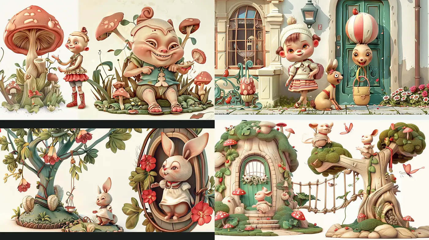 Whimsical Garden Dreamscape in Pastel Hues - Midjourney sref style