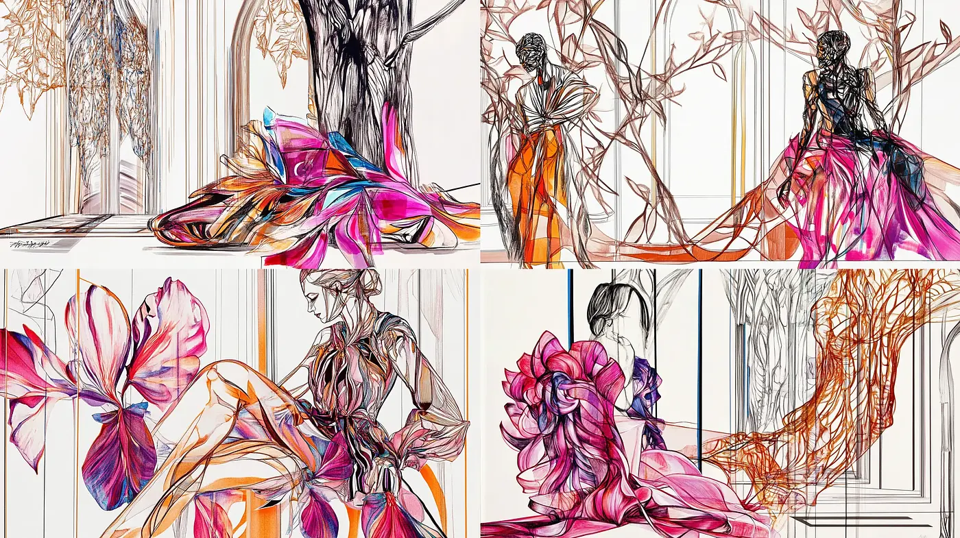 Ethereal Scribble Contours with Luminous Color Infusions - Midjourney sref style