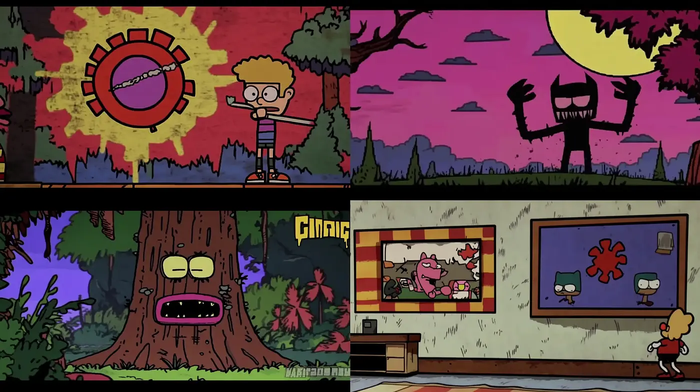 Whimsical Cartoon Dreamscape in Saturated Hues - Midjourney sref style