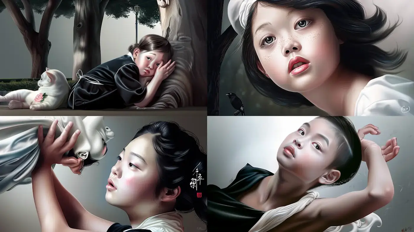 Whimsical Portraits with Ethereal Textures and Nostalgic Hues - Midjourney sref style