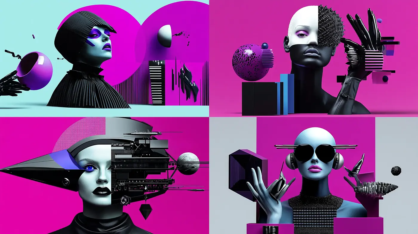 Futuristic Minimalist Synthwave Aesthetic - Midjourney sref style