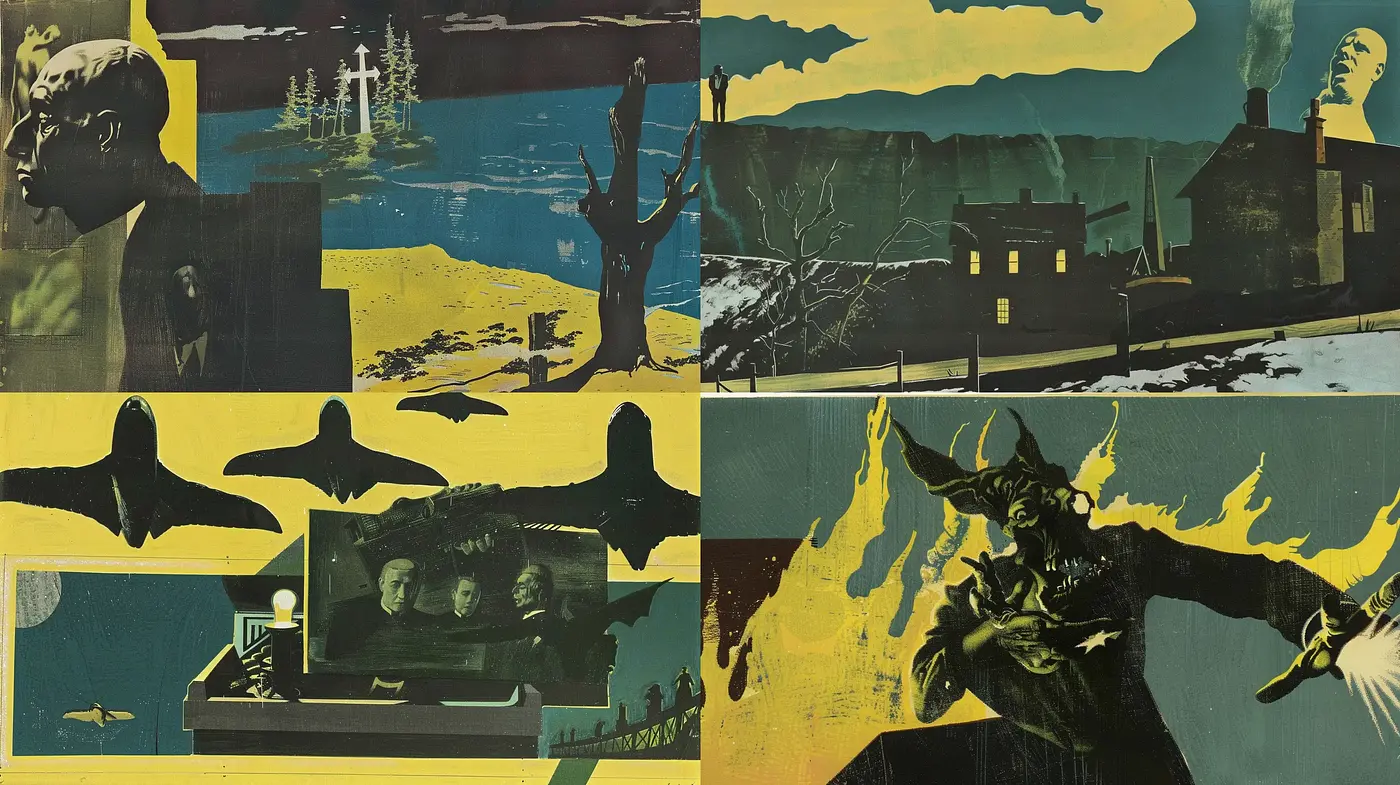 Retro-Futuristic Collage of Surreal Contrasts - Midjourney sref style
