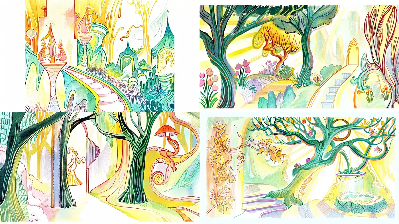 Whimsical Dreamscapes: A Fusion of Surreal Vistas and Pastel Impressions - Midjourney sref style