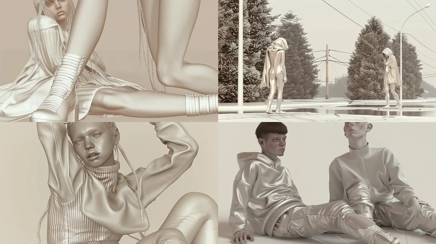 Monochromatic Elegance with Contemporary Sculptural Influence - Midjourney sref style