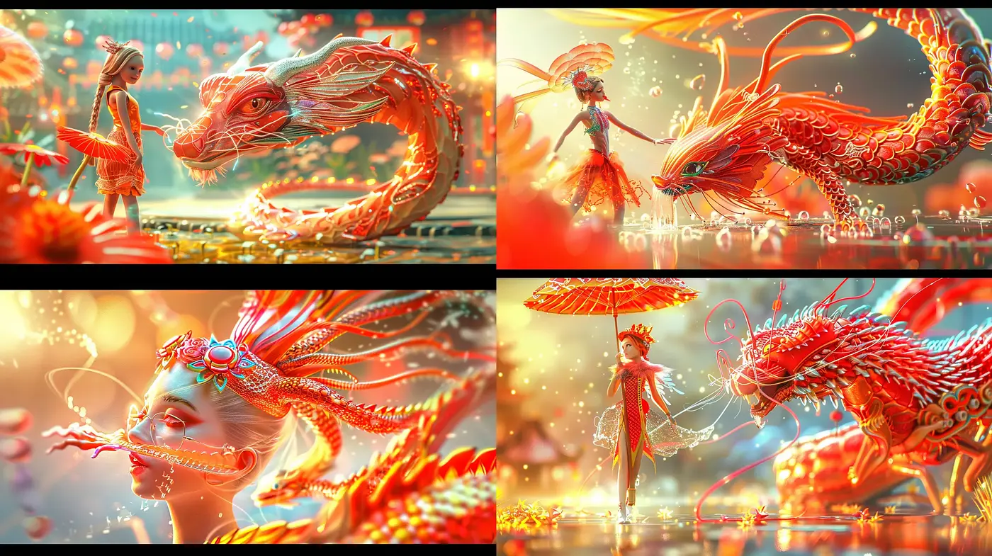 Ethereal Dreamscapes with Luminous Mythical Creatures - Midjourney sref style