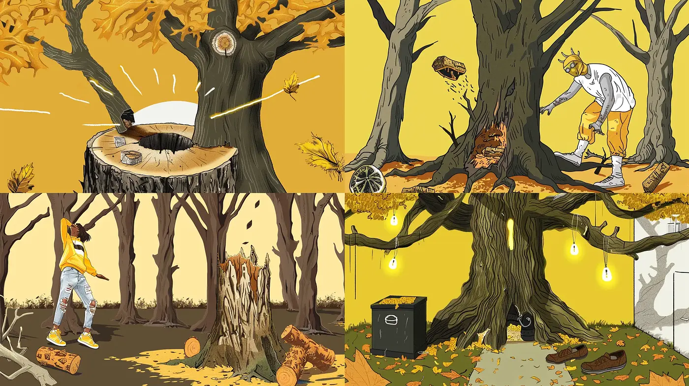 Autumnal Harmony: An Eclectic Fusion of Warm Tones and Surreal Imaginings - Midjourney sref style