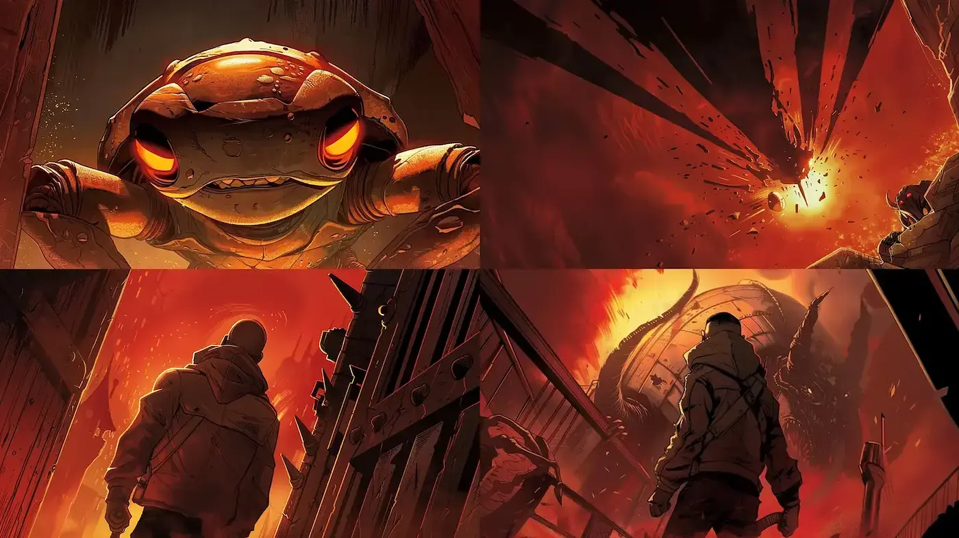 Dynamic and Intense Visual Narrative with a Dark Undertone - Midjourney sref style