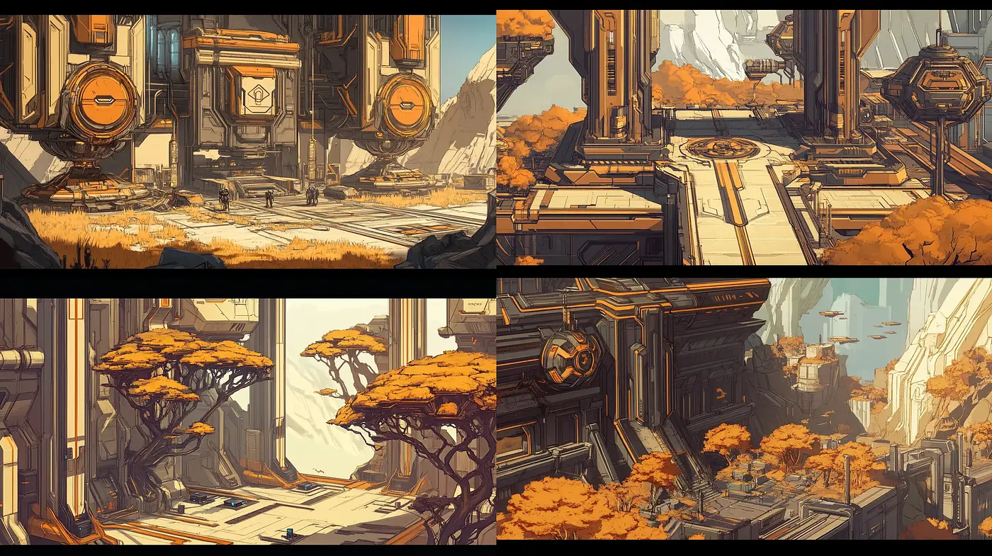 Autumnal Hues of Dystopian Ruins - Midjourney sref style