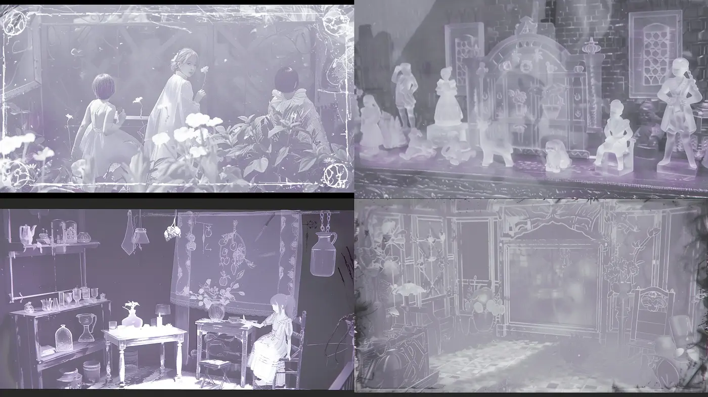 Monochromatic Dreamscapes with Surreal Overtones - Midjourney sref style