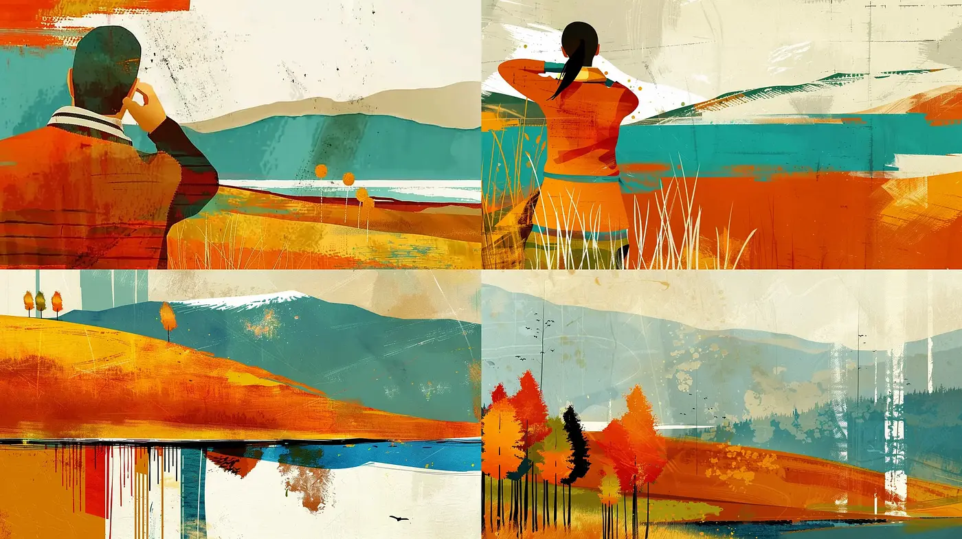 Autumnal Reverie in Textured Strokes: A Contemporary Interpretation - Midjourney sref style