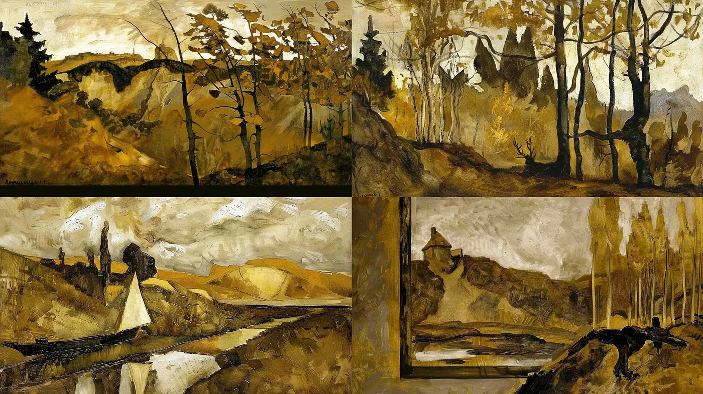 Ethereal Earth Tones: A Fusion of Nature's Palette and Abstract Textures - Midjourney sref style