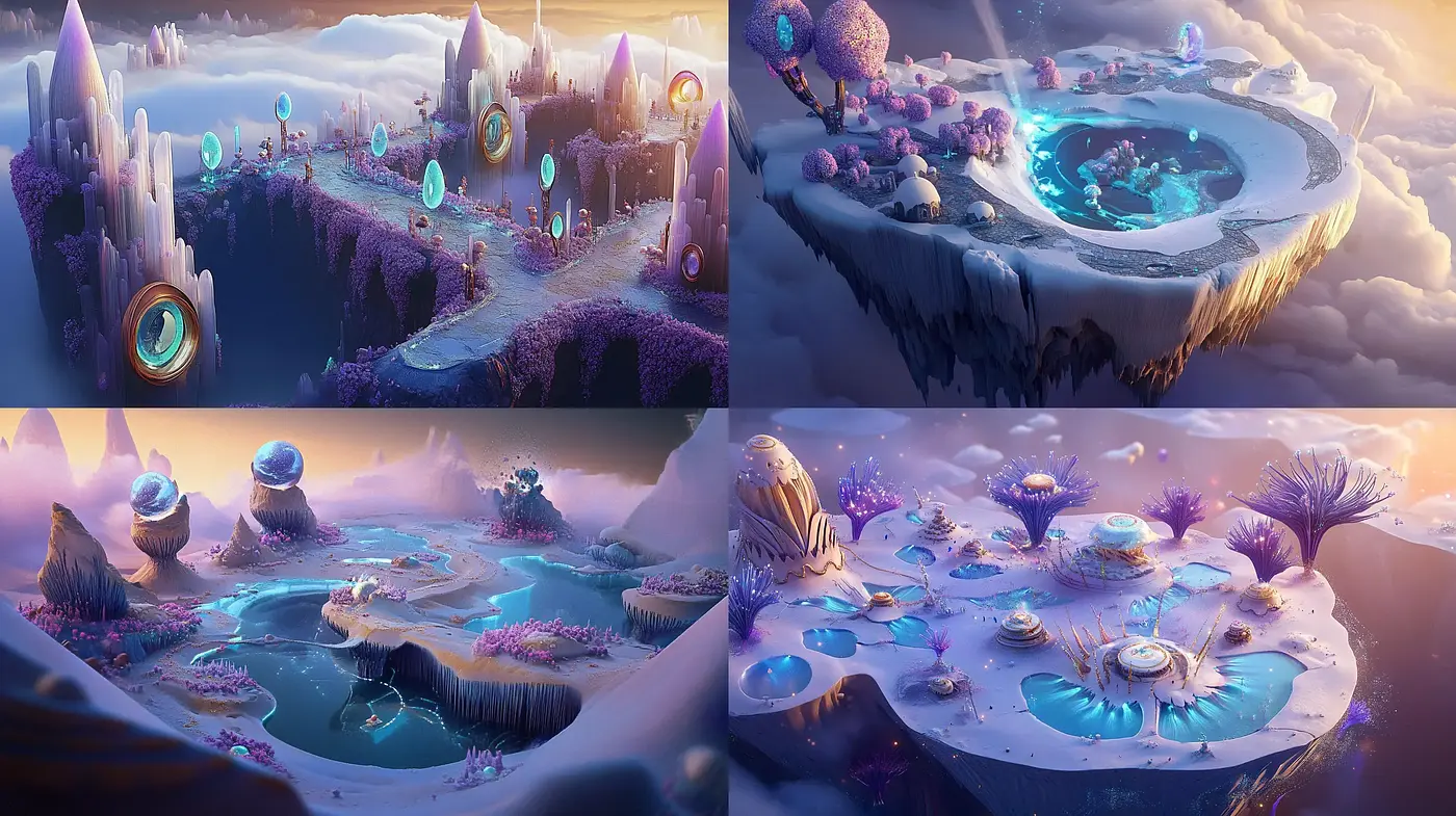Ethereal Dreamscapes in Twilight Hues: A Consistent Artistic Exploration - Midjourney sref style