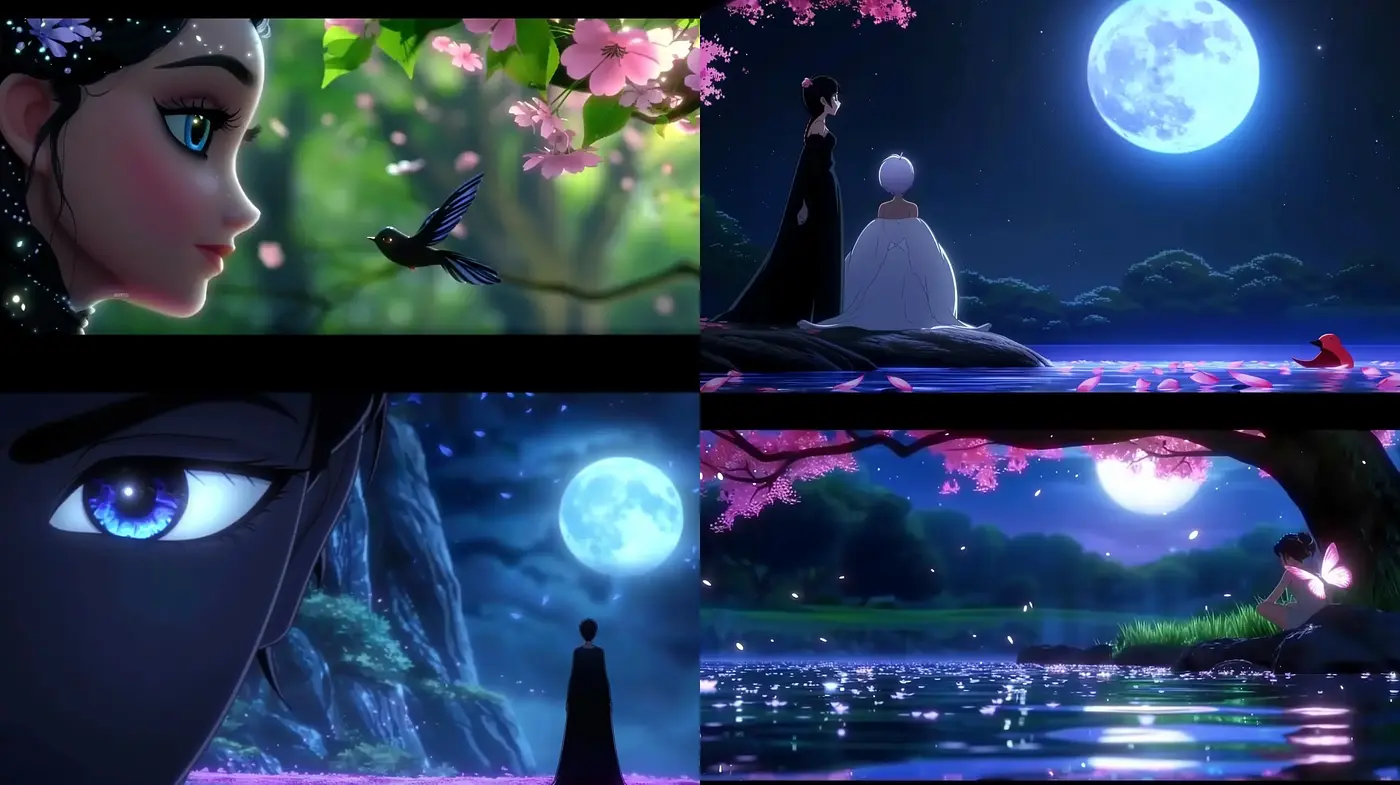 Luminous Nocturnal Anime-Inspired Dreamscape - Midjourney sref style