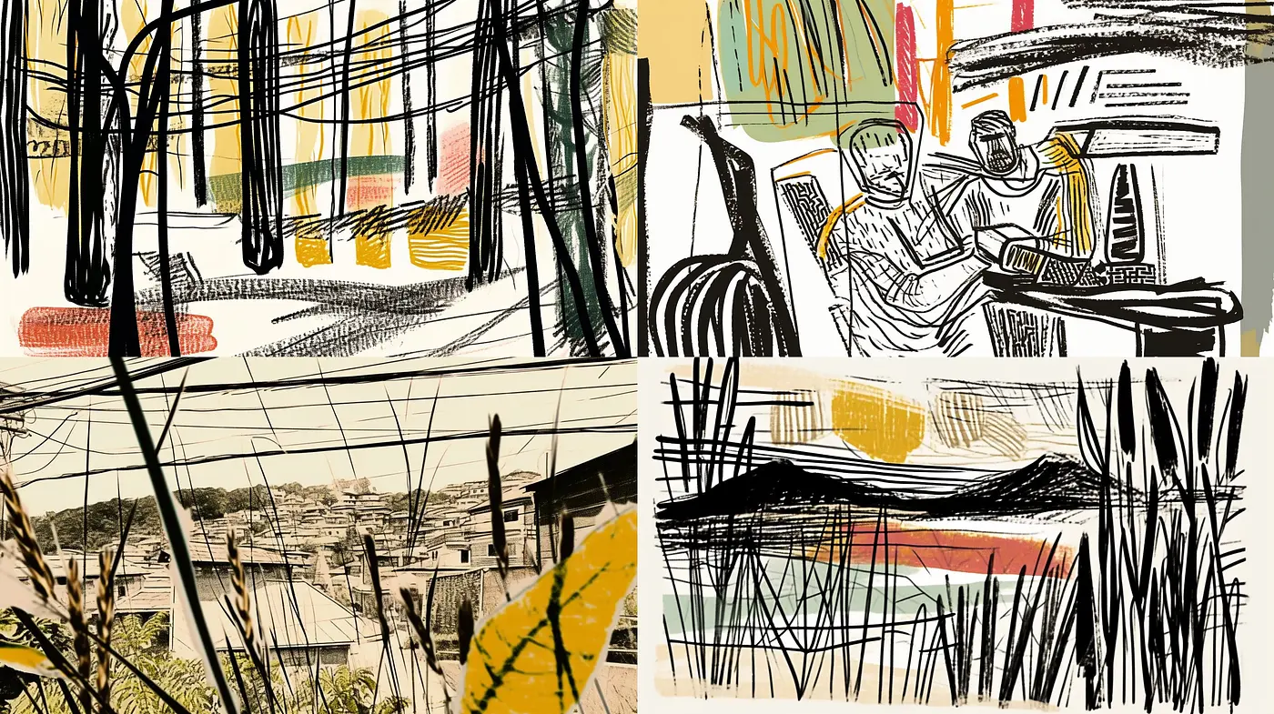 Abstract Expressive Scribble Art with Vintage Overtones - Midjourney sref style