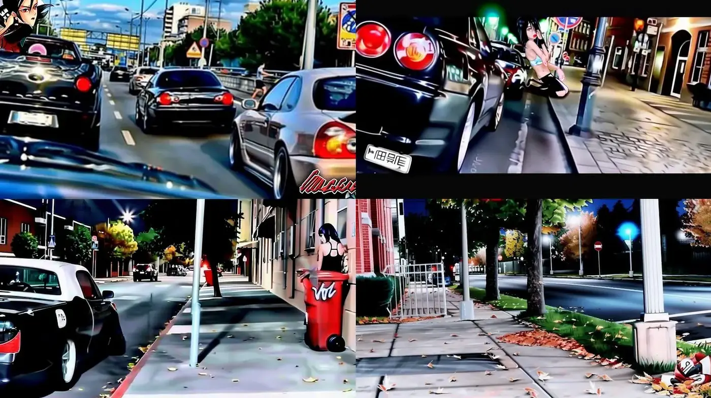 Dynamic Urban Scenes with Stylized Realism and Vibrant Colors - Midjourney sref style
