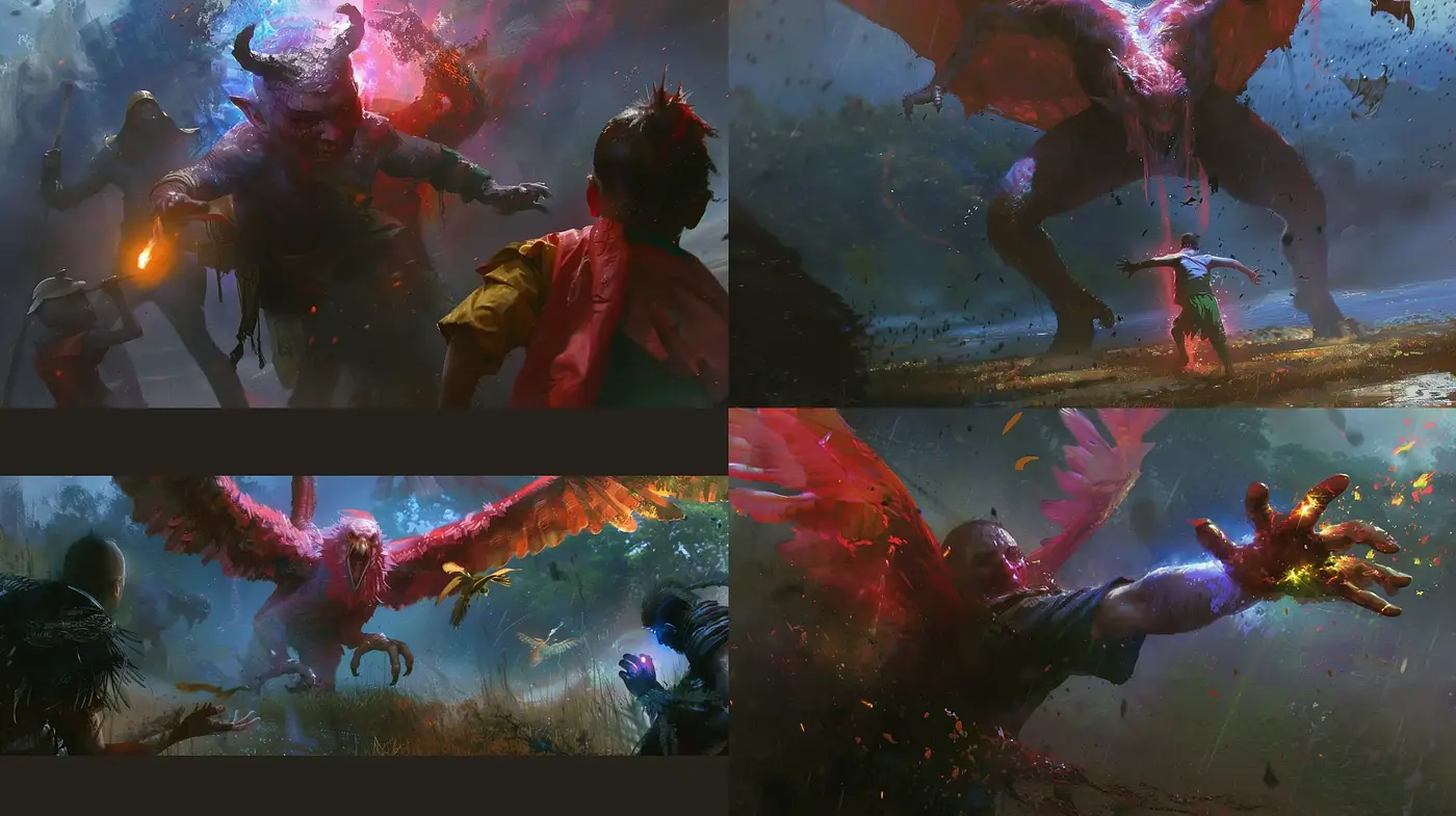 Ethereal Mythical Maelstrom in Vivid Hues - Midjourney sref style
