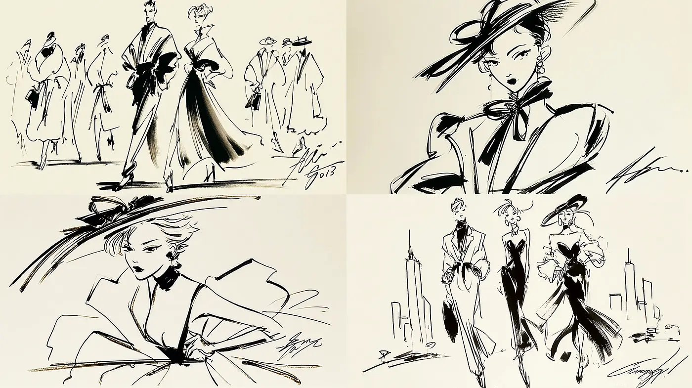 Elegant Fashion Illustration with a Modern Flair - Midjourney sref style