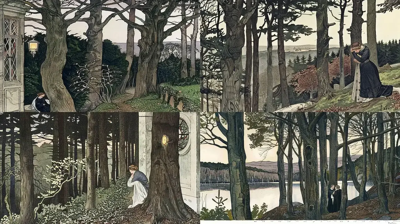 Nature-Inspired Ethereal Scenes with a Touch of Melancholy - Midjourney sref style